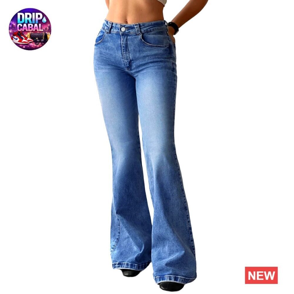Mid Rise Boot Cut Flare Jeans Stretchy Denim Y2K Retro Chic Pants